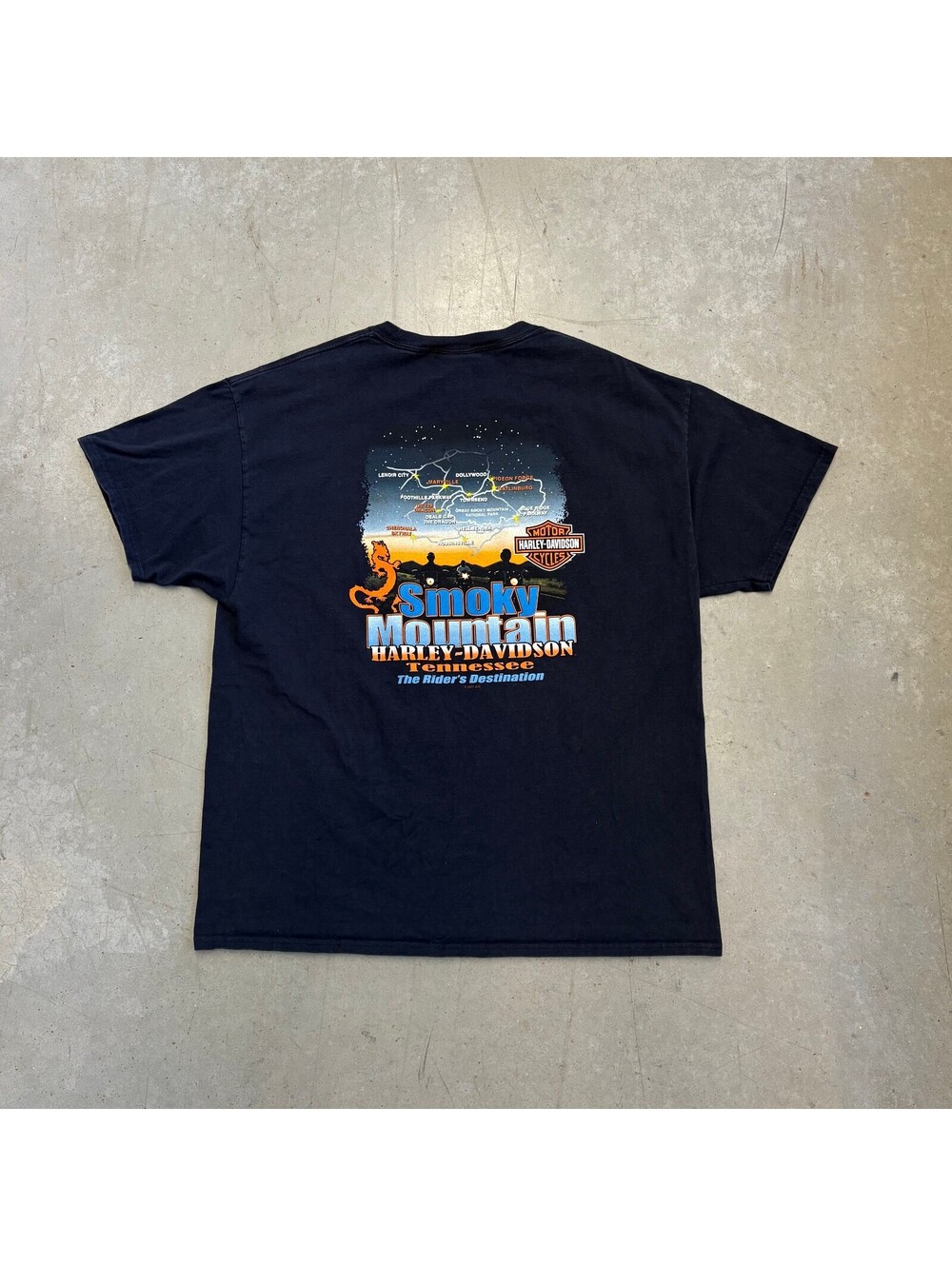 Vintage 2000s Harley Davidson Smoky Mountain Graphic T-Shirt Extra Large Navy